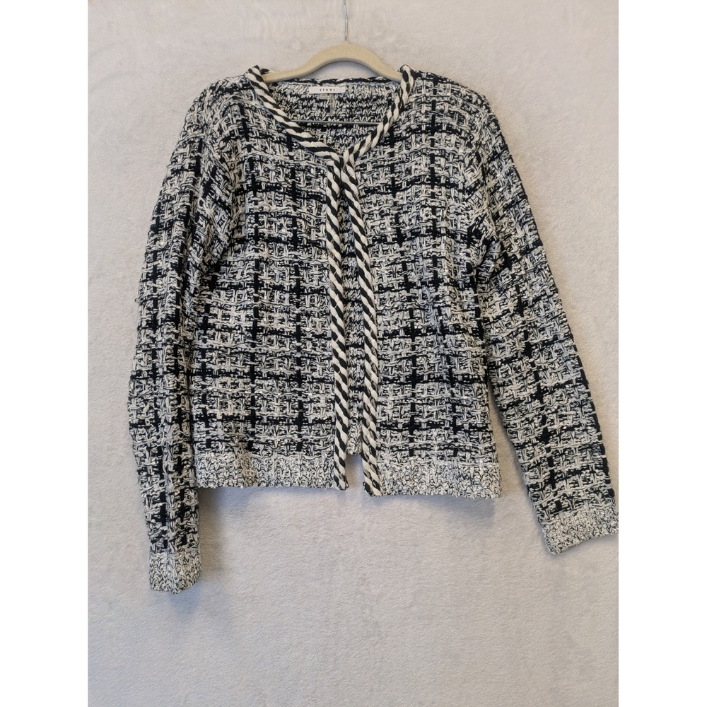 SIONI Women's Size S Knit‎ Cardigan Sweater Black White Textured